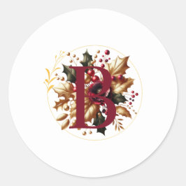 Elegante Gold Leaf Winter Wedding Monogram Ronde Sticker