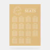 Elegante Gold Leafy Crest Monogram Trouwstoelen Acryl Bord (Voorkant)