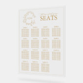 Elegante Gold Leafy Crest Monogram Trouwstoelen Acryl Bord (Hoek)