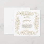 Elegante Gold Leafy Lijst bruiloft Kaart (Voorkant / Achterkant)