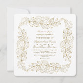Elegante Gold Leafy Lijst bruiloft Kaart (Voorkant)