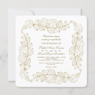 Elegante Gold Leafy Lijst bruiloft Kaart