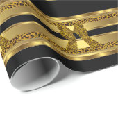 Elegante Gold Leopard Black Bow Animal Print Cadeaupapier (Rol Hoek)