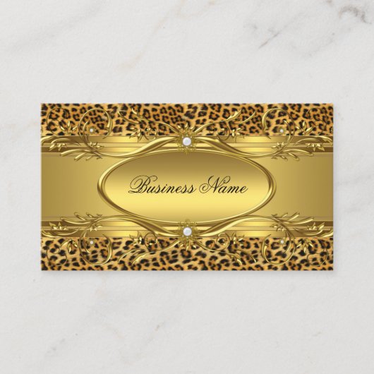 Elegante Gold Leopard print Visitekaartje (Voorkant)