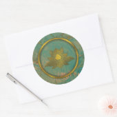 Elegante Gold Lotus bloem op marmer Ronde Sticker (Envelop)