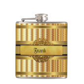 Elegante Gold Metal look Monogram Naam Heupfles (Voorkant)