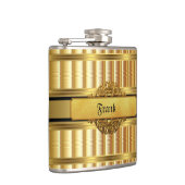 Elegante Gold Metal look Monogram Naam Heupfles (Rechts)