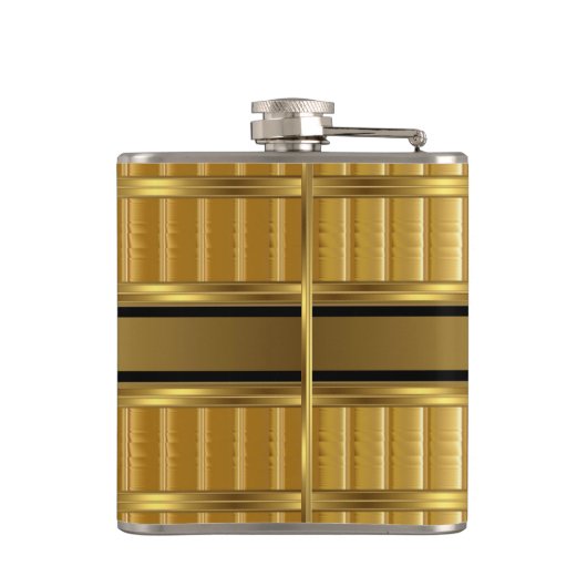 Elegante Gold Metal look Monogram Naam Heupfles (Achterkant)