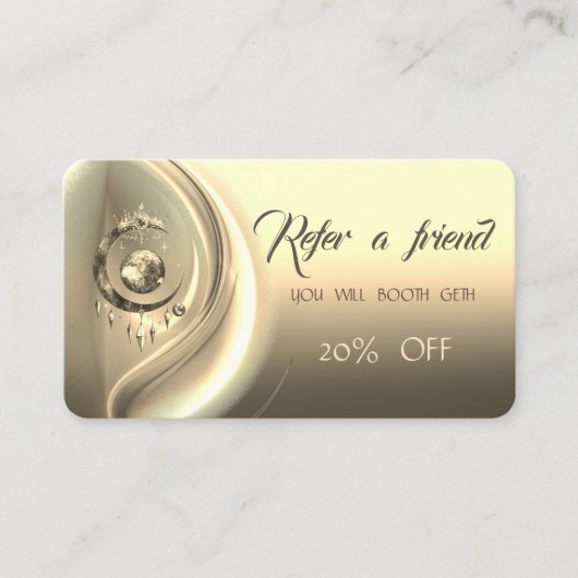Elegante Gold Moon Crown Referral Kaart (Voorkant)
