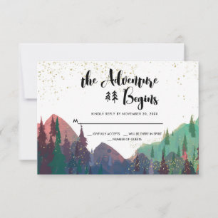 Elegante Gold Mountain bruiloft RSVP Kaartje