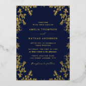 Elegante  Gold Navy bruiloft Folie Uitnodiging (Voorkant)