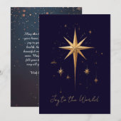 Elegante Gold North Star op een diepblauwe achterg Feestdagenkaart (Voorkant / Achterkant)