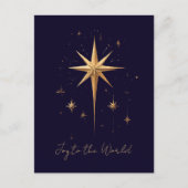Elegante Gold North Star op een diepblauwe achterg Feestdagenkaart (Voorkant)