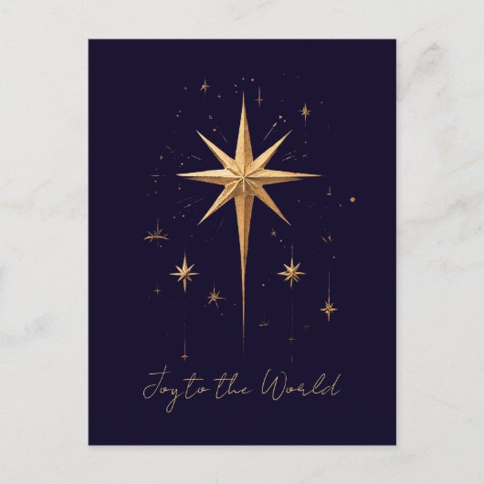 Elegante Gold North Star op een diepblauwe achterg Feestdagenkaart (Voorkant)