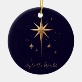 Elegante Gold North Star op een diepblauwe achterg Keramisch Ornament