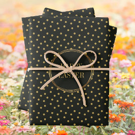 Elegante Gold Polka Dots Christelijk Happy Easter Inpakpapier Vel