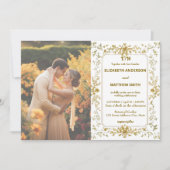 Elegante Gold Rustic Country Overlay foto bruiloft Save The Date (Voorkant)