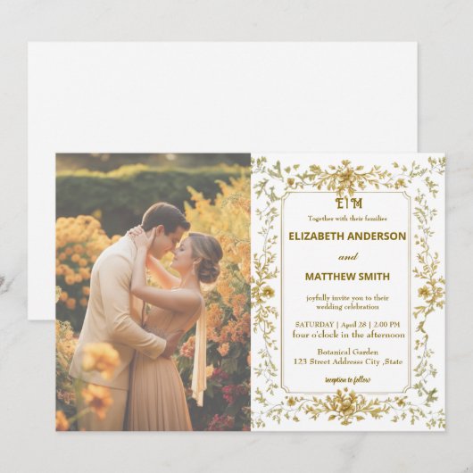 Elegante Gold Rustic Country Overlay foto bruiloft Save The Date (Voorkant / Achterkant)