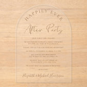 Elegante Gold Script Arch bruiloft receptie Acryl Uitnodigingen (Voorkant)