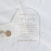 Elegante Gold Script Arch bruiloft receptie Acryl Uitnodigingen