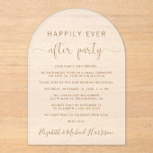 Elegante Gold Script Arch Wedding Receptie Frosted Acryl Uitnodigingen (Voorkant)