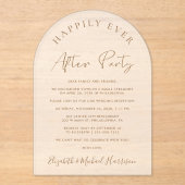 Elegante Gold Script Arch Wedding Receptie Frosted Acryl Uitnodigingen (Voorkant)