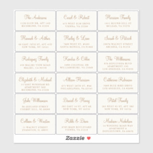Elegante Gold Script Cream Wedding Guest Address Sticker