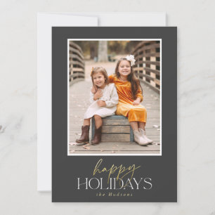 Elegante Gold Script Feestdagen Calligraphy Collag Feestdagenkaart