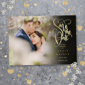 Elegante Gold Script Photo Wedding Sla de datum op Acryl Uitnodigingen