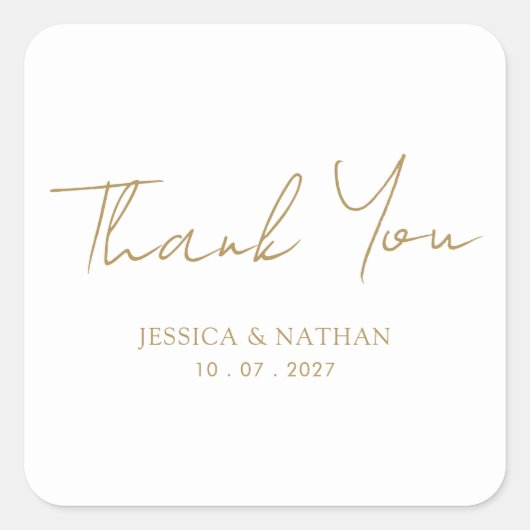 Elegante Gold Script Wedding Bedankt Sticker (Voorkant)