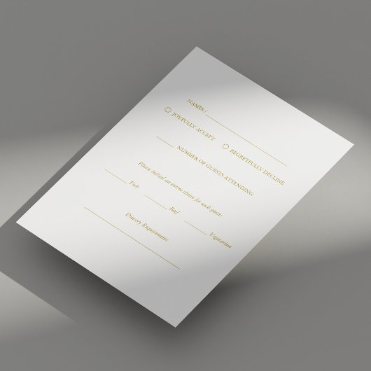 Elegante Gold Script Wedding RSVP Kaart op zwart