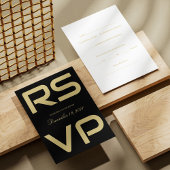 Elegante Gold Script Wedding RSVP Kaart op zwart
