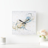 Elegante Gold & Silver Water Splash Vierkante Klok (Huis)