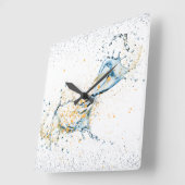 Elegante Gold & Silver Water Splash Vierkante Klok (Hoek)