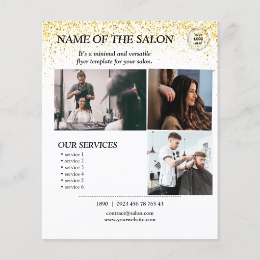 Elegante Gold Sparkle Salon Services Flyer (Voorkant)