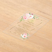 Elegante Gold Spring Blush Bloemen Heilige Communi Acryl Uitnodigingen (Laagn)