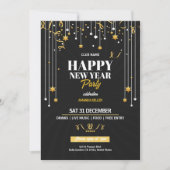 Elegante Gold Stars Nieuwjaarsfeest Uitnodiging (Voorkant)