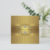 Elegante Gold Stripe Retirement Party Kaart (Staand voorkant)
