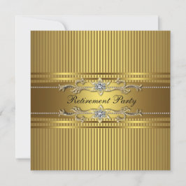 Elegante Gold Stripe Retirement Party Kaart