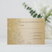 Elegante Gold Swirls Wedding RSVP Response Kaart (Staand voorkant)