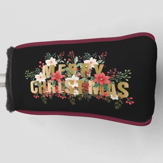 Elegante Gold Typografie Vrolijk Kerstfeest Golfheadcover (Voorkant)