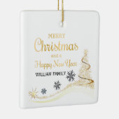 Elegante Gold Typografie Vrolijk Kerstfeest Keramisch Ornament (Rechts)