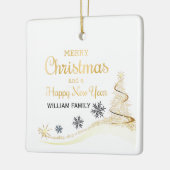 Elegante Gold Typografie Vrolijk Kerstfeest Keramisch Ornament (Links)