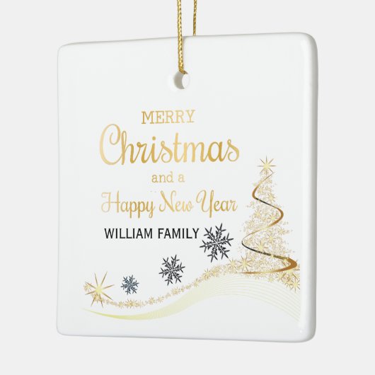 Elegante Gold Typografie Vrolijk Kerstfeest Keramisch Ornament (Links)