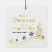 Elegante Gold Typografie Vrolijk Kerstfeest Keramisch Ornament (Achterkant)