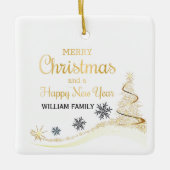 Elegante Gold Typografie Vrolijk Kerstfeest Keramisch Ornament (Voorkant)