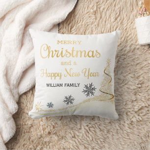 Elegante Gold Typografie Vrolijk Kerstfeest Kussen