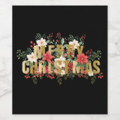 Elegante Gold Typografie Vrolijk Kerstfeest Wijn Etiket (Enkel label)