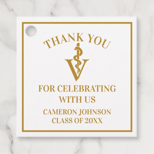 Elegante Gold Veterinaire School Graduation Party Bedankjes Labels (Voorkant)