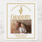 Elegante Gold Veterinaire School Graduation Party Wijn Etiket (Enkel label)